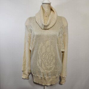 Lillie Rubin Women's Size S Long Sleeve Honeycomb Cowl Neck Ribbed Hem Sweater
